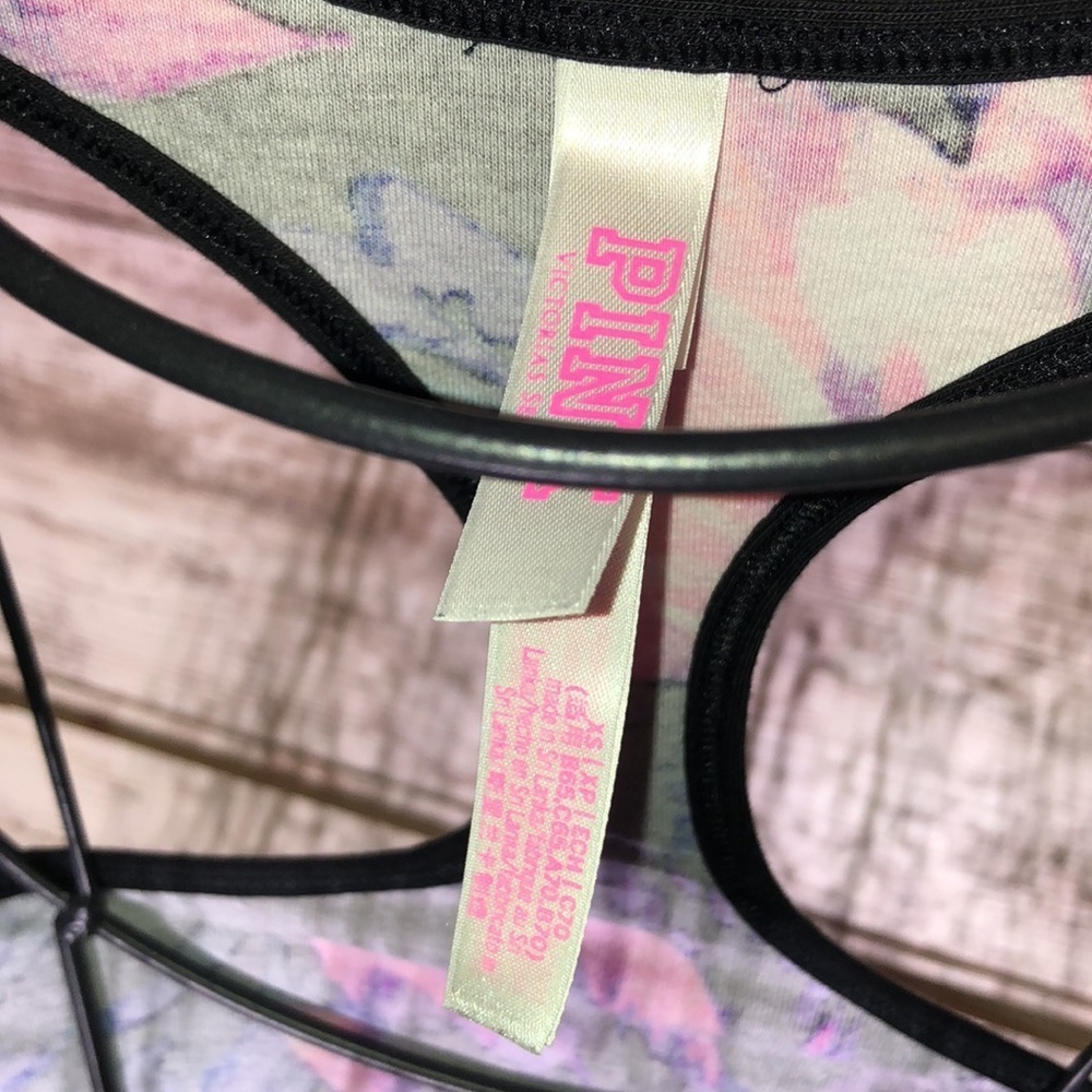 Victoria’s Secret PINK floral sports bra purple/pink/black size XS tropical​​​ - Picture 3 of 4